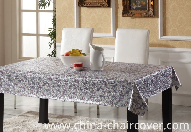 PVC Printed Tablecloth with Double Side Gold or Silver Embossed
